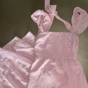 Light Pink Swiss Dot Tie-Front Sundress